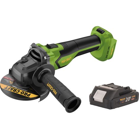 Amoladora angular a batería Procraft PGA22-BB 20 V 125 mm sin escobillas + 1 batería de 2,0 Ah, sin cargador