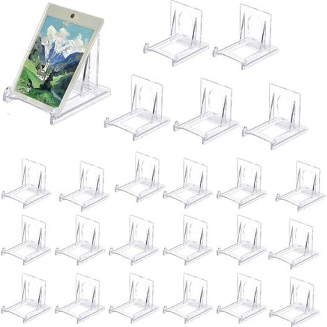 24 PCS Support de Présentation Réglable Transparent Supports de Plaque Affichage en Plastique Chevalets Transparents Présentoir de Livre pour Menu, publicité, Assiette, Photo (1/4)