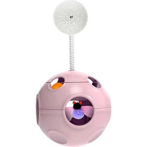 Interaktives Katzenspielzeug mit Plüschball und Insektenfänger für Wohnungskatzen, rosa (1/5)