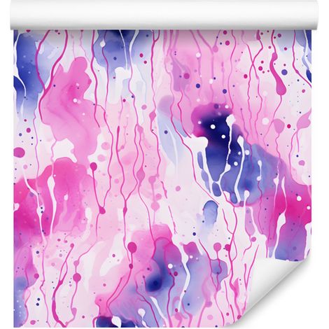 Carta da parati rosa e viola con inchiostro rosa cipria 50x1000 cm (1/5)