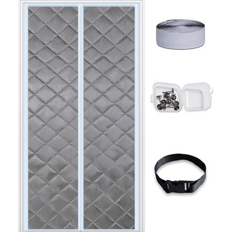 Rideau Porte Isolation Thermique magnétique Personnalisable, Couverture Porte en Tissu Thermique épais amélioré, Couverture Porte insonorisée Couverture d'isolation Porte Grenier,Gris (1/5)