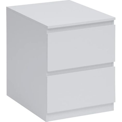 Table de Chevet 2 Tiroirs Design "Dolo" 50cm Blanc (1/2)