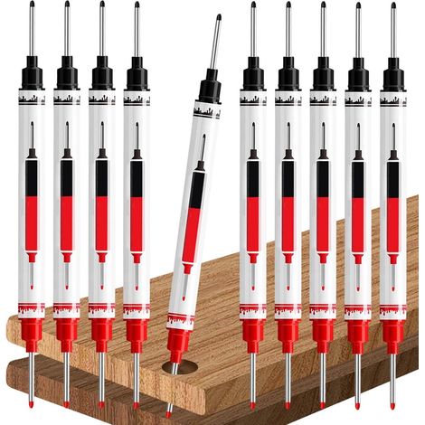 Marqueurs À Pointe Longue Lot De 10 Outils De Menuiserie Étanches Pointe Longue 21 Mm Marqueur Pour Peinture Charpenterie Soudure Automobile Électricien Mécanicien Travaux Industriels (1/5)