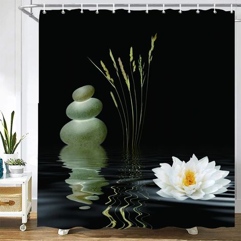 Rideau de douche à motif pierre, rideau en tissu lavable avec crochets, rideau de salle de bain décoratif, pierres, rideaux de douche 3D L180 x H210 cm