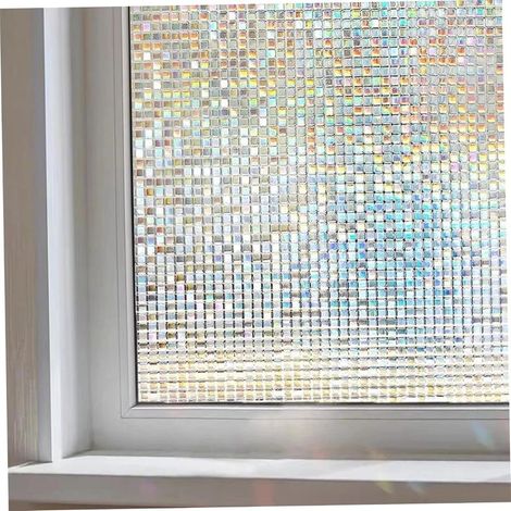 Film glassa per finestra Cubo mosaico 3D PVC 79x24 Pollici, Film finestra smerigliato Non adesivo per la privacy, satinato, Vetro decorativi per La Casa, Ufficio (1/5)