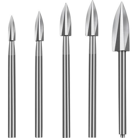 Juego de herramientas para tallar madera HSS de 5 piezas: juego de brocas con vástago de 3 mm para modelismo