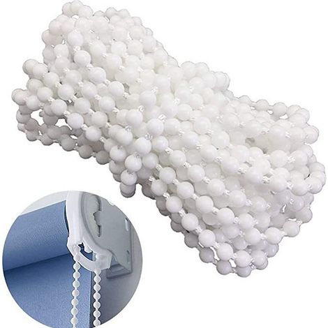 Weiße Perlenkette, 10 Meter lang, 4,5 x 6 mm, Perlenkettenzubehör für Jalousien und Rollos. (1/5)