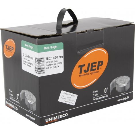 Coilnägel ZE 2,1x50mm Ring blank 0° Tjep ZE65 ZE75 Coilnagler Paslode Duo Fast CPN65 1,95M-EN12603