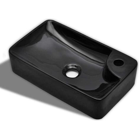 Maison Exclusive - Vasque à trou pour robinet céramique Noir pour salle de bain (1/4)