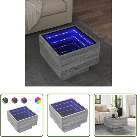 Miroir LED - Table d'appoint et LED sonoma gris 40x40x30cm bois d'ingénierie (1/5)