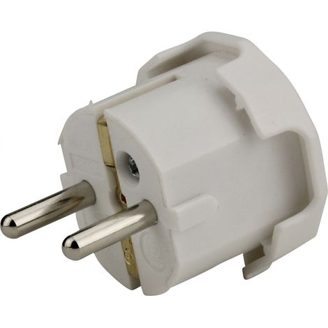 Schutzkontakt-Stecker weiß, seitliche Kabeleinführung Stecker & Kupplungen