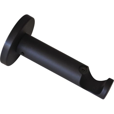 GARDINIA Supporto per Bastone per Tende, con Base in Metallo, A 1 Corsia, Aperto, Materiale di Montaggio Incluso, Linea Chicago, Ø 20 mm, Metallo, Nero Opaco
