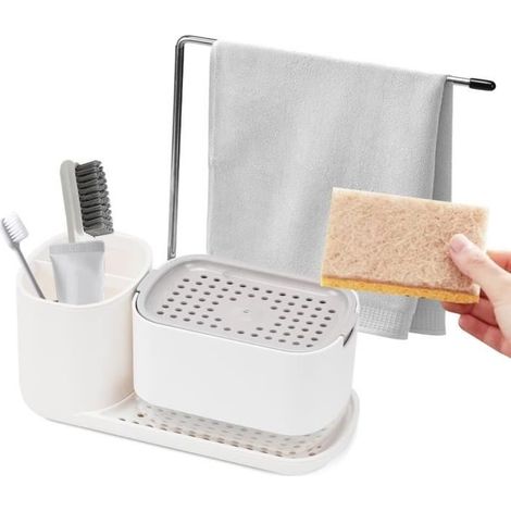 Distributeur Liquide Vaisselle Porte Eponge Distributeur Savon Distributeur de Savon avec Porte Eponge Distributeur Savon Liquide (1/4)