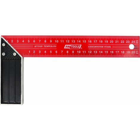 Escuadra de carpintero AWTOOLS con escala, modelo 250 mm, herramienta precisa y duradera, ideal para trabajos de carpintería, marcado exacto y medición en proyectos de madera. (1/3)