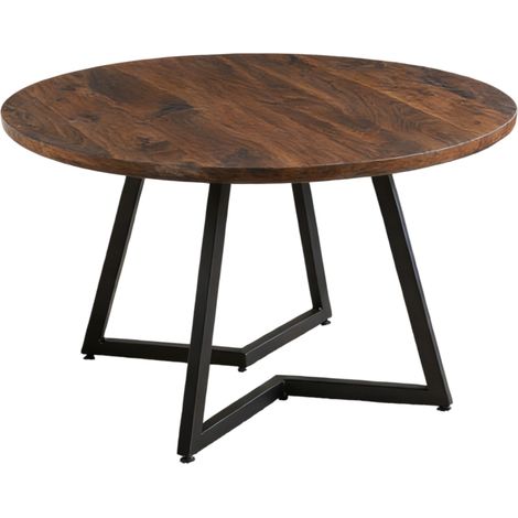Table à manger rectangulaire MDF et métal 110 x 110 cm, style bois foncé, idéale pour repas conviviaux et un salon salle à manger moderne au quotidien CHICFURN (1/5)