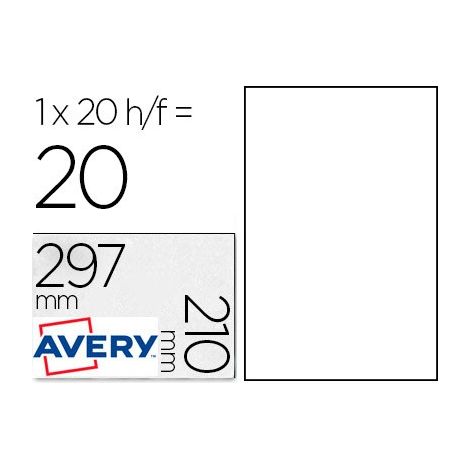 Avery L4775-20 etiqueta autoadhesiva Rectángulo redondeado Permanente Blanco 20 pieza(s)