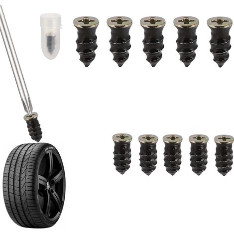 Set mit 10 Schrauben inklusive Dichtmittel, Gumminägel für die Reifenreparatur mit Staubsauger, Autoreifen-Reparaturset für Motorrad, LKW, Moped (1/5)