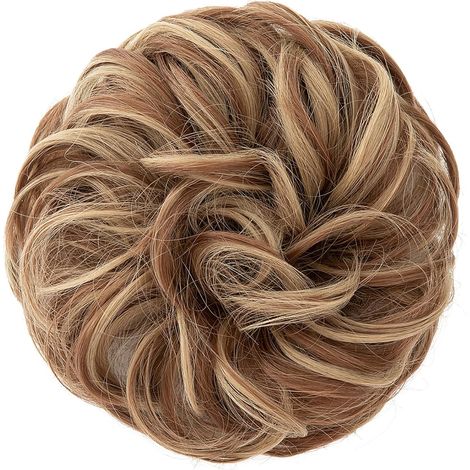 Chignon postiche - Extension de cheveux - Chignon décoiffé - 40 g - Brun/Blond (1/5)