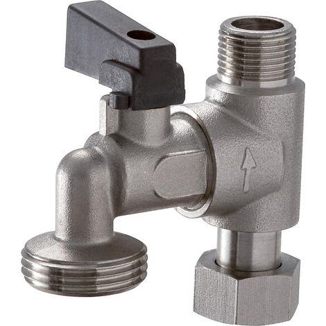 Robinet d'arrêt pour machine à laver, avec piquage, mâle-femelle 3/8'' (12/17) - Riquier