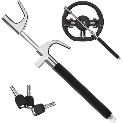 Multifunctional steering wheel lock – High-security steering wheel lock with glass breaker – Universal steering wheel lock for cars, trucks, SUVs and vans (1/5)