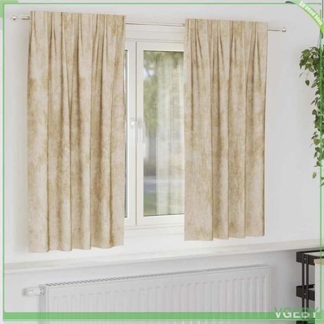 Rideaux en velours - FAFEISY - 175 x 140 cm - Crème - Lot de 2 - Occultant (1/5)