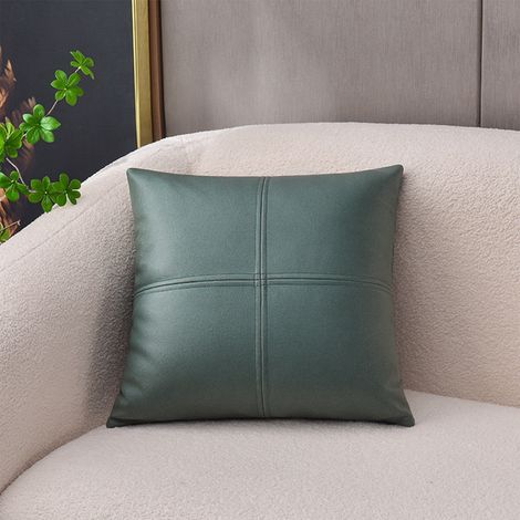 Housse De Coussin - Tissu Patchwork - Aspect Cuir - Imperméable - 45x45 cm - Vert - 1 Pièce (1/5)