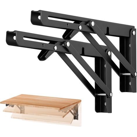 Folding stainless steel storage shelf, black, 2-piece set, 16 inches.High quality enhances quality of life. (1/5)