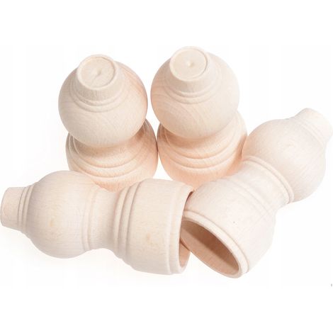 Embouts pour tringles à rideaux, embouts en bois pour tringles à rideaux, 4 pièces, brut (1/5)