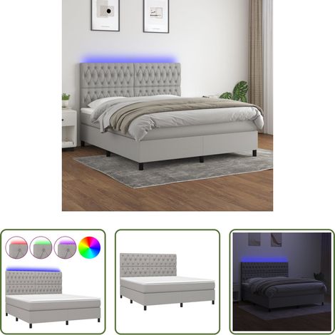 Matratze - Boxspringbett mit Matratze & LED Hellgrau 160x200 cm Stoff (1/5)