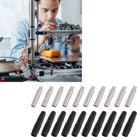 10 Pièces Connecteurs Banane Isolés 2mm avec Manchon de Protection pour Matériel de Test Noir (1/5)