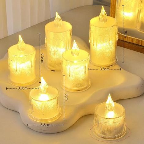 Bougies LED Sans Flamme Bougies Chauffe-Plat LED à Piles Éclairage Fixe Lumière Chaude Bougies Électriques Design Goutte d'Eau pour Décoration Table Fête Maison (1/5)
