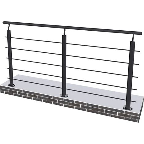 Garde-corps de protection pour escalier 2m – Aluminium noir mat – Fixation verticale intérieure/extérieure – Sécurise espaces résidentiels/commerciaux