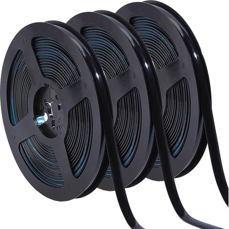 3 rollos de cinta de calafateo autoadhesiva negra de 6 m, 8 mm de grosor, impermeable y fácil de aplicar. Ideal para molduras, esquinas de cocina, fregaderos y azulejos.