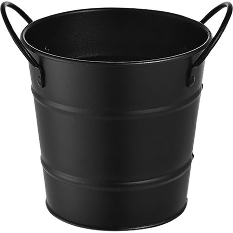 Petit Seau en Métal Noir avec Double Poignée, Facile à Transporter, pour Stockage de Frites et Desserts Cafés et Salons de Thé (1/5)