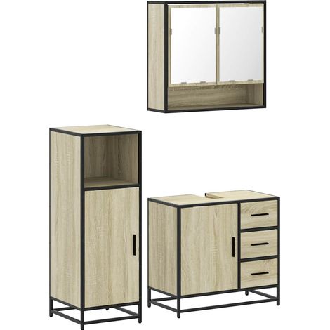 Maison Exclusive - 3-tlg. Badmöbel-Set Sonoma-Eiche Holzwerkstoff