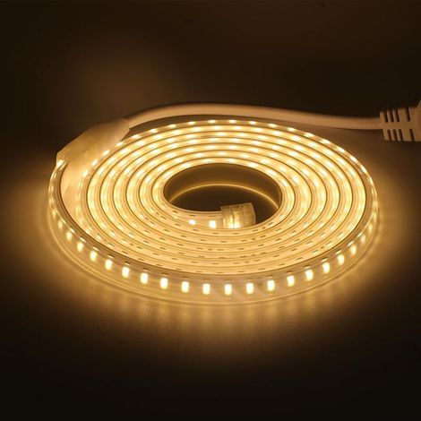 LED-Streifenleuchte, IP65 wasserdicht, 220 V, flexible LED-Streifenleuchte für Treppen, Schlafzimmer, Küche, Innen-/Außenbereich (Warmweiß, 2 m) (1/5)