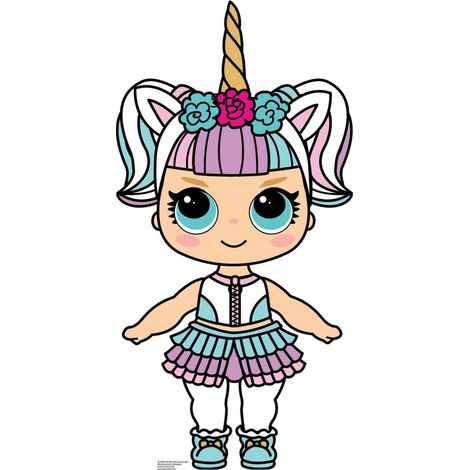 Figurine en carton Poupée mignon avec de grands yeux et licorne 91 cm (1/4)