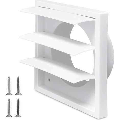 150mm Rectangular Air Vent Grille with Mosquito Net White Extractor Hood Cover Outer ABS Cover Vent Cover Garage Attic Kitchen (1/5)