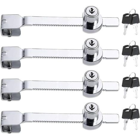 Lot de 4 verrous pour porte coulissante en verre, verrou pour porte vitrine, verrou à cliquet (1/5)