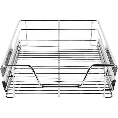 2X Tiroirs Téléscopique de Cuisine, Panier Treillis Métallique pour Placard, Lot de 2 Panier de Rangement, Panier de Rangement Coulissant (46 cm) (1/5)