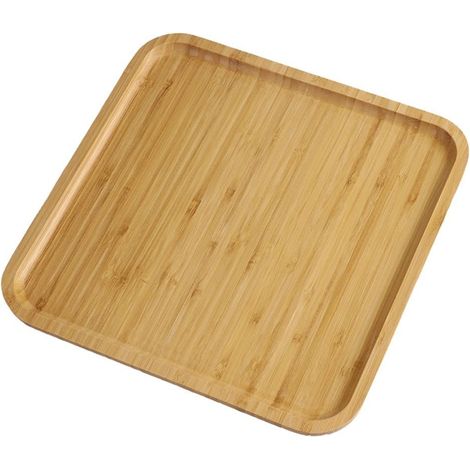 Plateau carré en bambou pour dîners, fêtes et bar, durable (30 x 30 x 1,5 cm) (1/5)