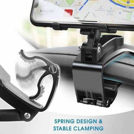 Support Téléphone Voiture Rotation 360° Noir, Socle Tableau de Bord GPS Smartphones 4-7 Pouces (1/4)