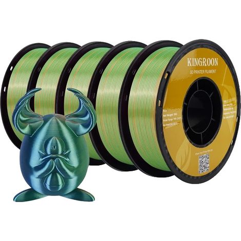 Filamento para impresora 3D, acabado sedoso, opciones multicolor, azul, verde y naranja. (1/2)