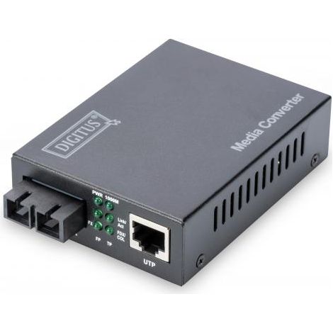 Digitus DN-82121-1, 1000 Mbit / s, 100Base-TX, SC, 10000m, Link, Potenza, Status, Nero (1/4)