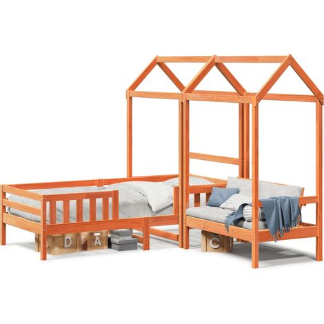 Maison Exclusive - Set de cama y banco con techo madera de pino m