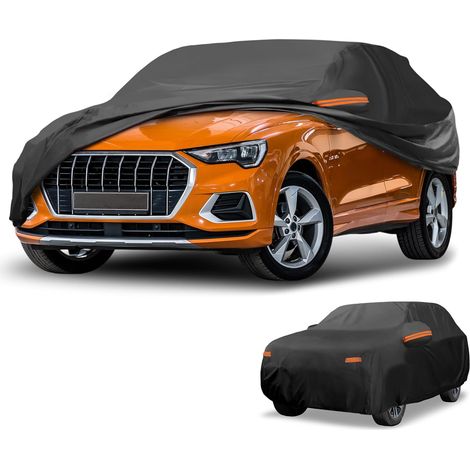 Housse De Voiture Étanche Toutes Saisons pour Q3 12-22 1pc  Noir, 190T-PU, 460x185x140cm, Extérieur, Toutes Saisons, Anti-UV, Anti-Pluie, Fermeture Éclair, Bande Réfléchissante (1/5)