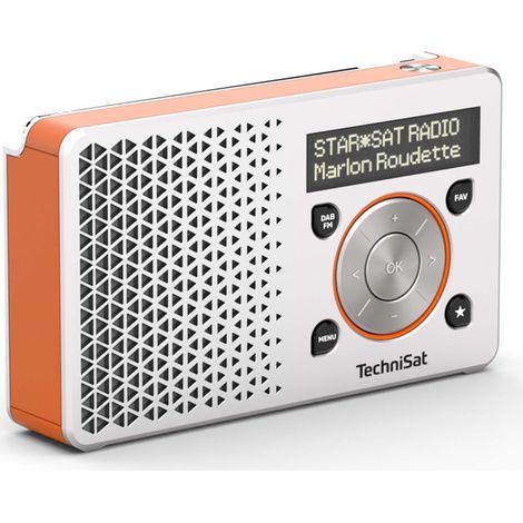 Radio Dab+ Portable avec Batterie (Dab, FM, Haut-parleurs, Prise Casque, Mémoire de favoris, Ecran OLED, Petit, 1 Watt RMS) Orange/Argent (1/5)