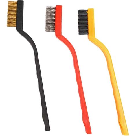 Ensemble de 3 brosses métalliques, mini brosse métallique avec poignée incurvée, brosses à gratter, kit de nettoyage complet pour un nettoyage en profondeur de la rouille, pour la maison-multicolor