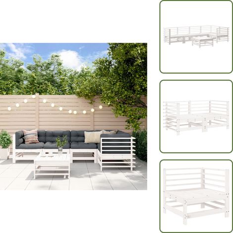 Mobili in legno - vidaXL Set Salotto da Giardino 6 pz Bianco in Legno Massello di Pino - Design modulare