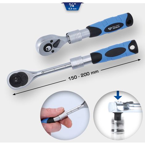 Brilliant Tools BT020996 1/4'' Teleskop-Umschaltknarre (150 - 200 mm) (1/5)